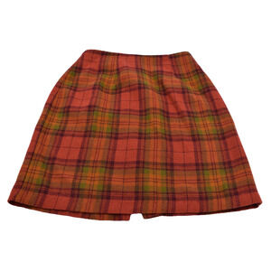 NYCC Orange Plaid Fall Wool Skirt Preppy Clueless - USA Made - Womens 6